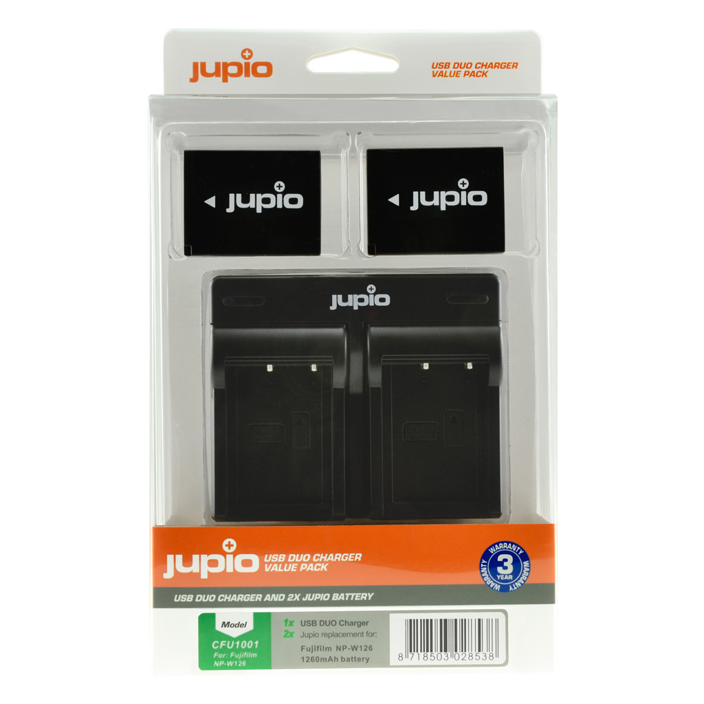 Jupio Kit: 2x Batterie NP-W126S + Double Chargeur USB