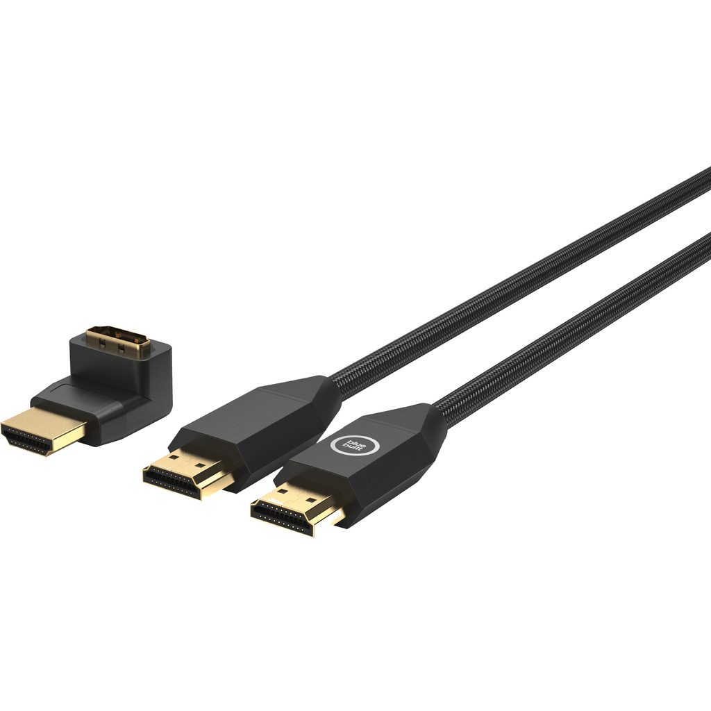 BlueBuilt Câble HDMI Nylon 1,5 mètre Noir + Adaptateur 90°