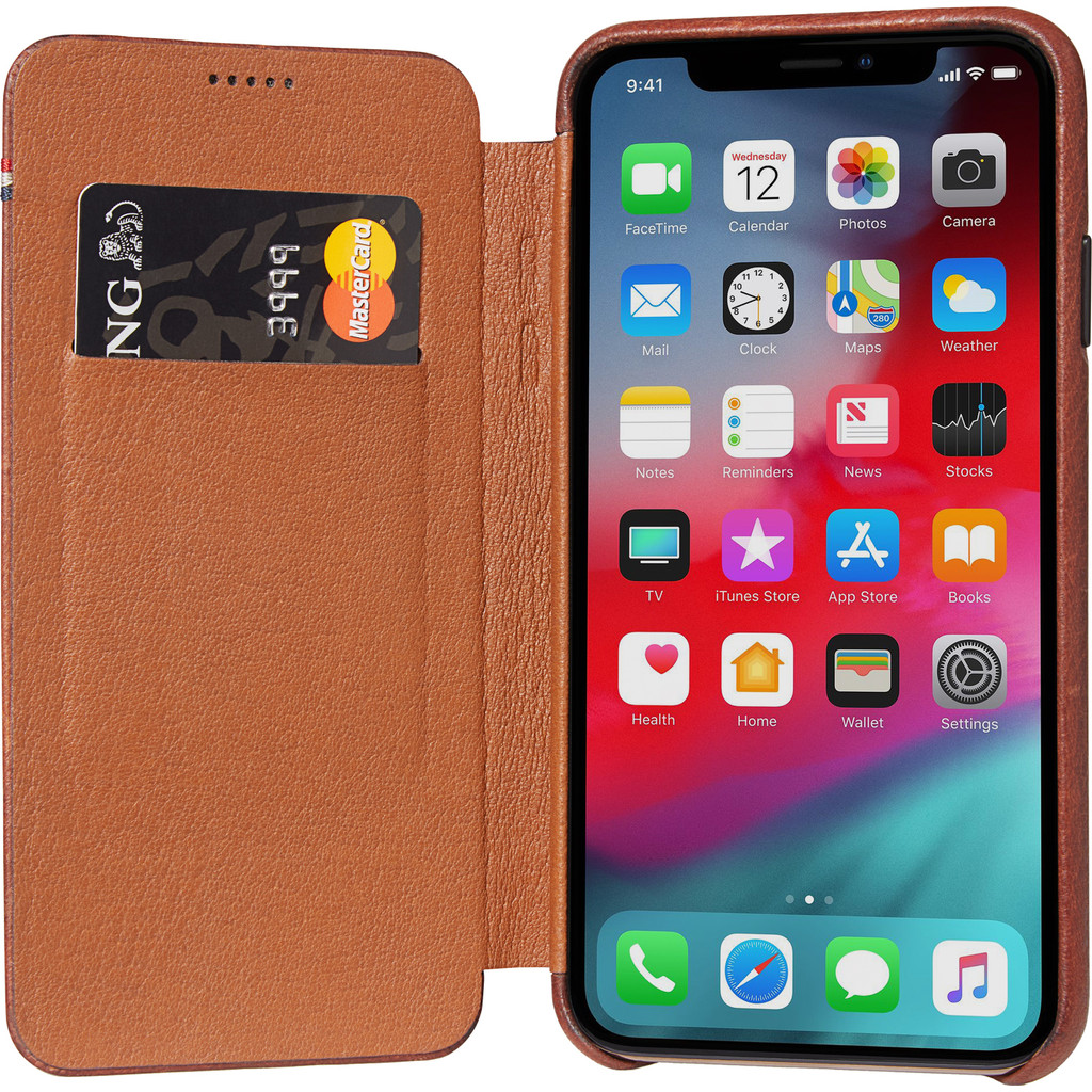 Decoded Leather Slim Wallet Book Case Apple iPhone X/Xs Brun