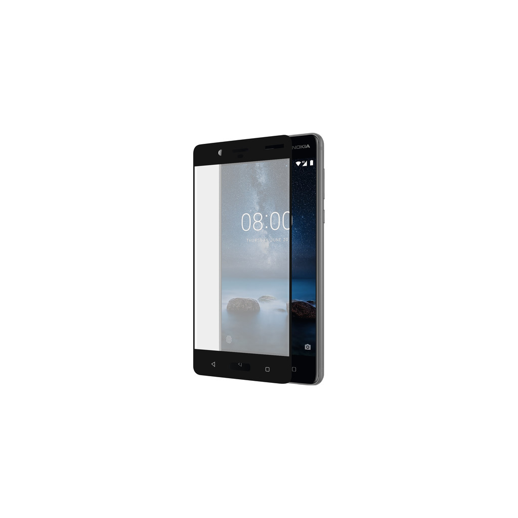 Azuri Protège-écran Incurvé en verre Trempé Noir pour Nokia 8 