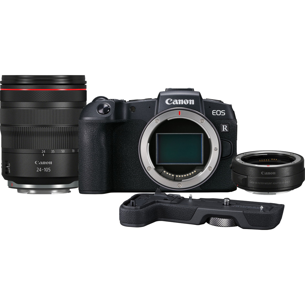 Canon EOS RP + EF-EOS R Adaptateur + RF 24-105 mm f/4L IS USM + Poignée EOS RP (EG-E1)