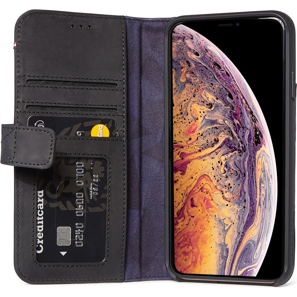 Decoded Leather Card Wallet Coque Arrière pour Apple iPhone Xs Max Noir