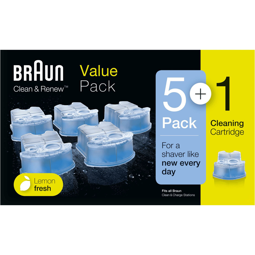 Braun reinigingsvloeistof Clean & Renew cartridges (5+1 stuks)