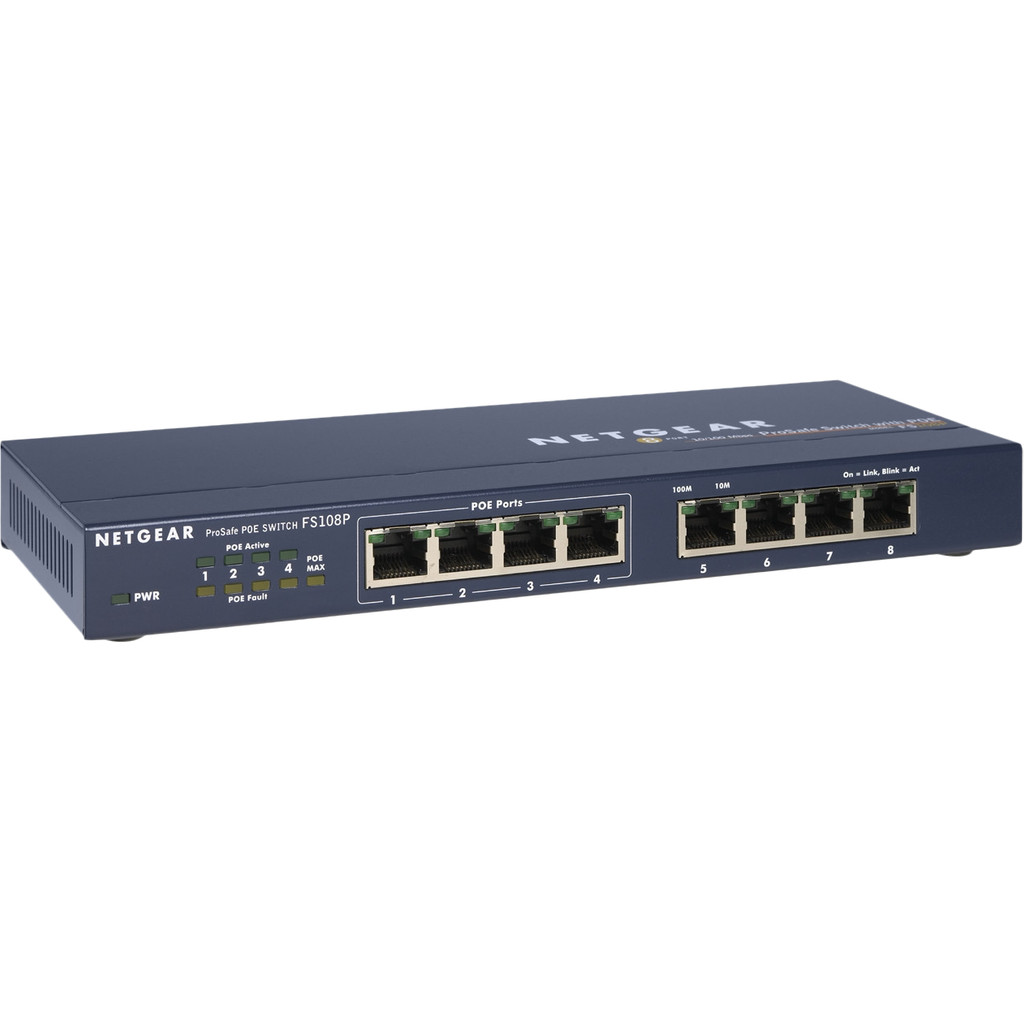 Netgear FS108P 8-Poorts Netgear FS108P 8-Poorts
