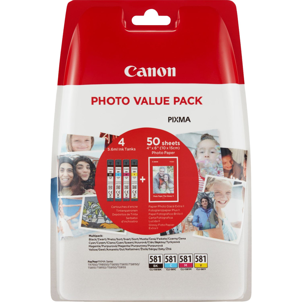Canon CLI-581 Multipack (2106C005) + 50 vellen fotopapier
