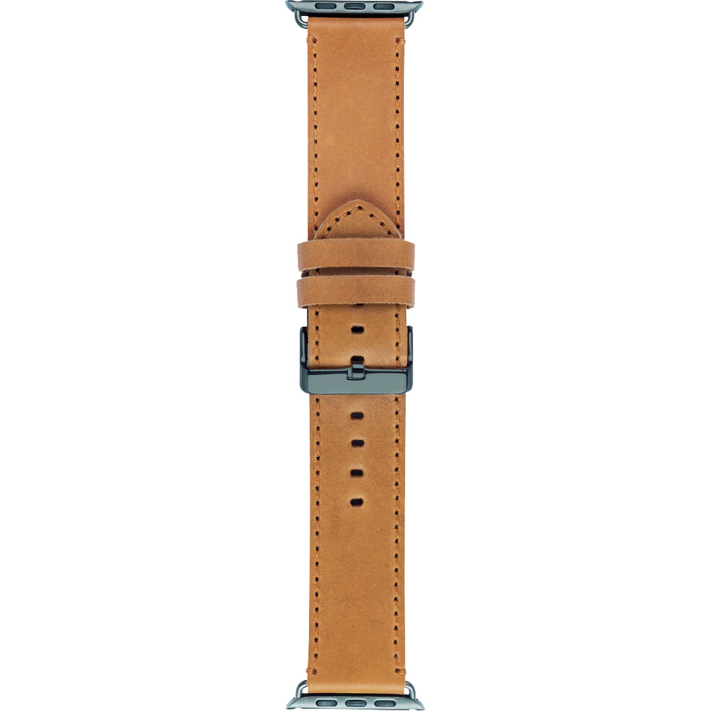 DBramante1928 Copenhagen Apple Watch 42mm Leren Horlogeband Lichtbruin/Zwart DBramante1928 Copenhagen Apple Watch 42mm Leren Horlogeband Lichtbruin/Zwart