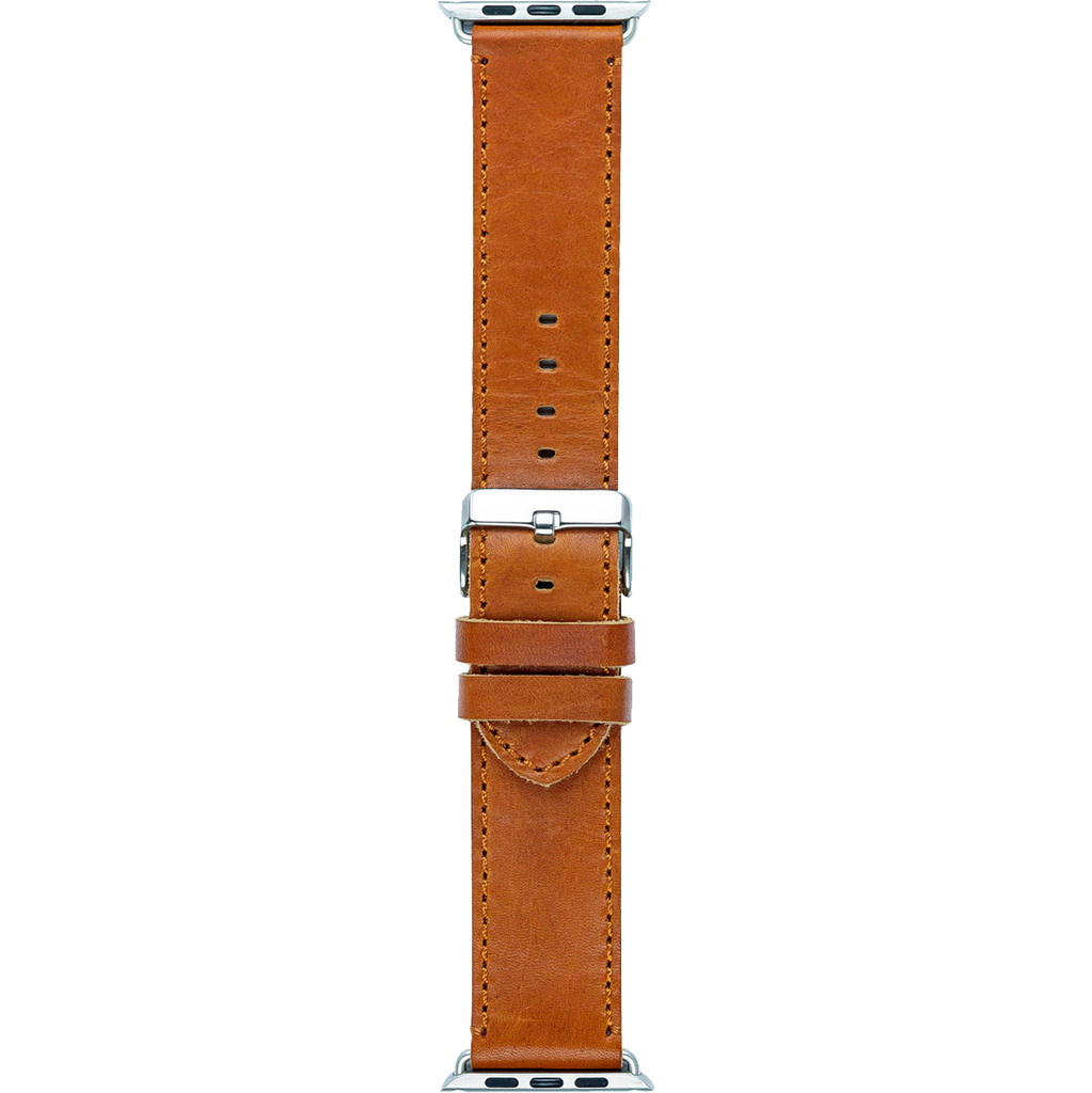DBramante1928 Copenhagen Apple Watch 42mm Leren Horlogeband Donkerbruin/Zilver DBramante1928 Copenhagen Apple Watch 42mm Leren Horlogeband Donkerbruin/Zilver