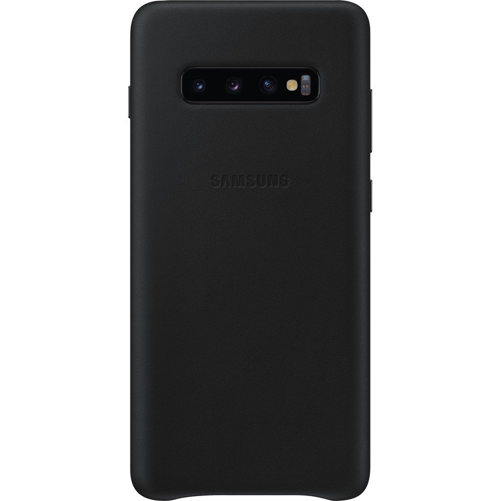 Samsung Galaxy S10 Plus Leather Back Cover Zwart Samsung Galaxy S10 Plus Leather Back Cover Zwart