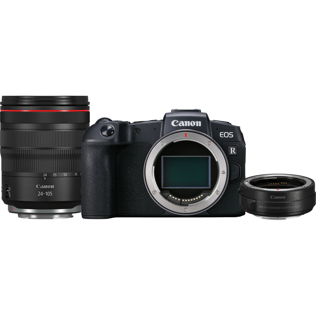 Canon EOS RP + RF 24-105mm f/4L IS USM + EF-EOS R Adapter Canon EOS RP + RF 24-105mm f/4L IS USM + EF-EOS R Adapter