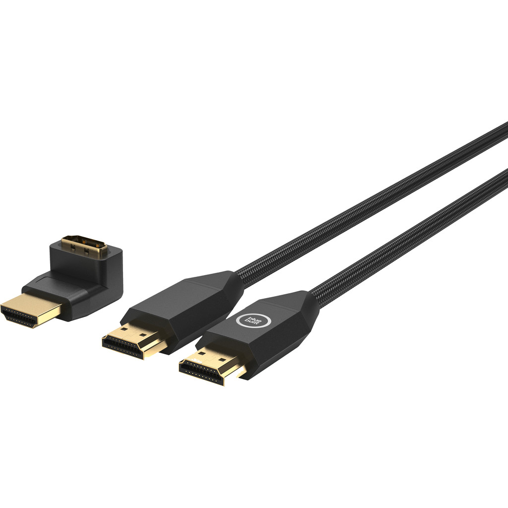 BlueBuilt HDMI Kabel Nylon 3 Meter Zwart + 90° Adapter BlueBuilt HDMI Kabel Nylon 3 Meter Zwart + 90° Adapter