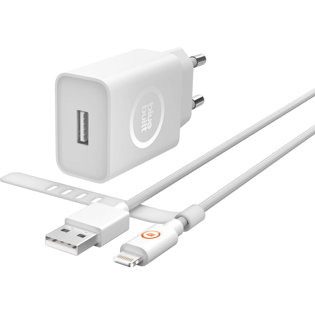 BlueBuilt 2.4A Oplader met Lightning Kabel 1,5 meter Wit BlueBuilt 2.4A Oplader met Lightning Kabel 1,5 meter Wit