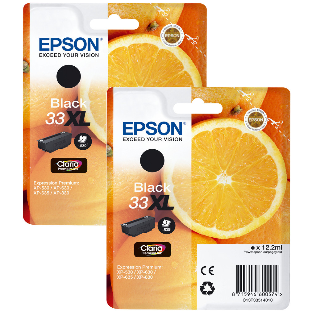 Epson 33 Duo Pack Zwart XL (C13T33514010)