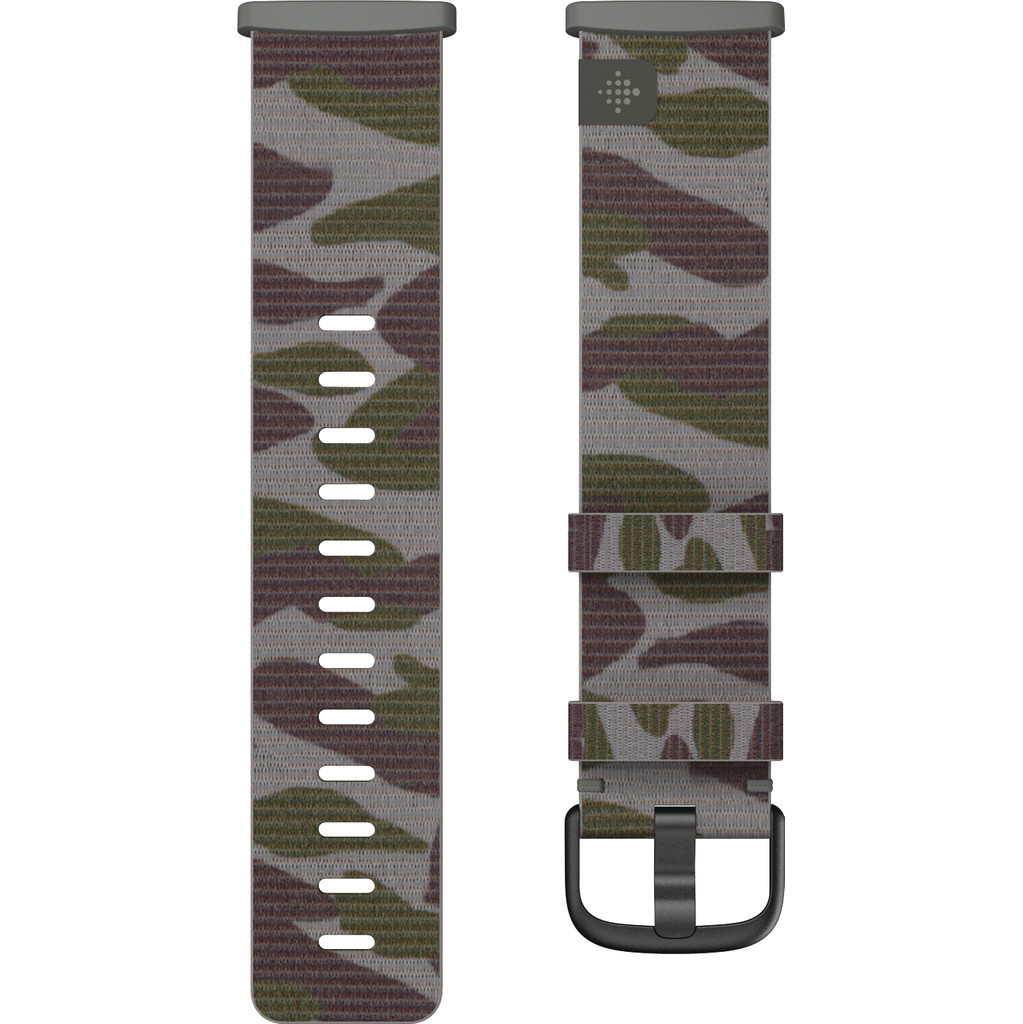 Fitbit Versa 3/Sense Nylon Bandje Groen Camouflage S