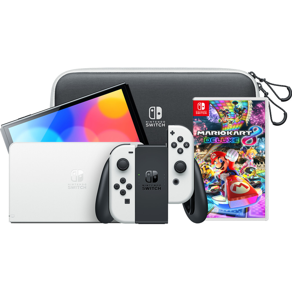 Nintendo Switch OLED Wit onderweg pakket met game