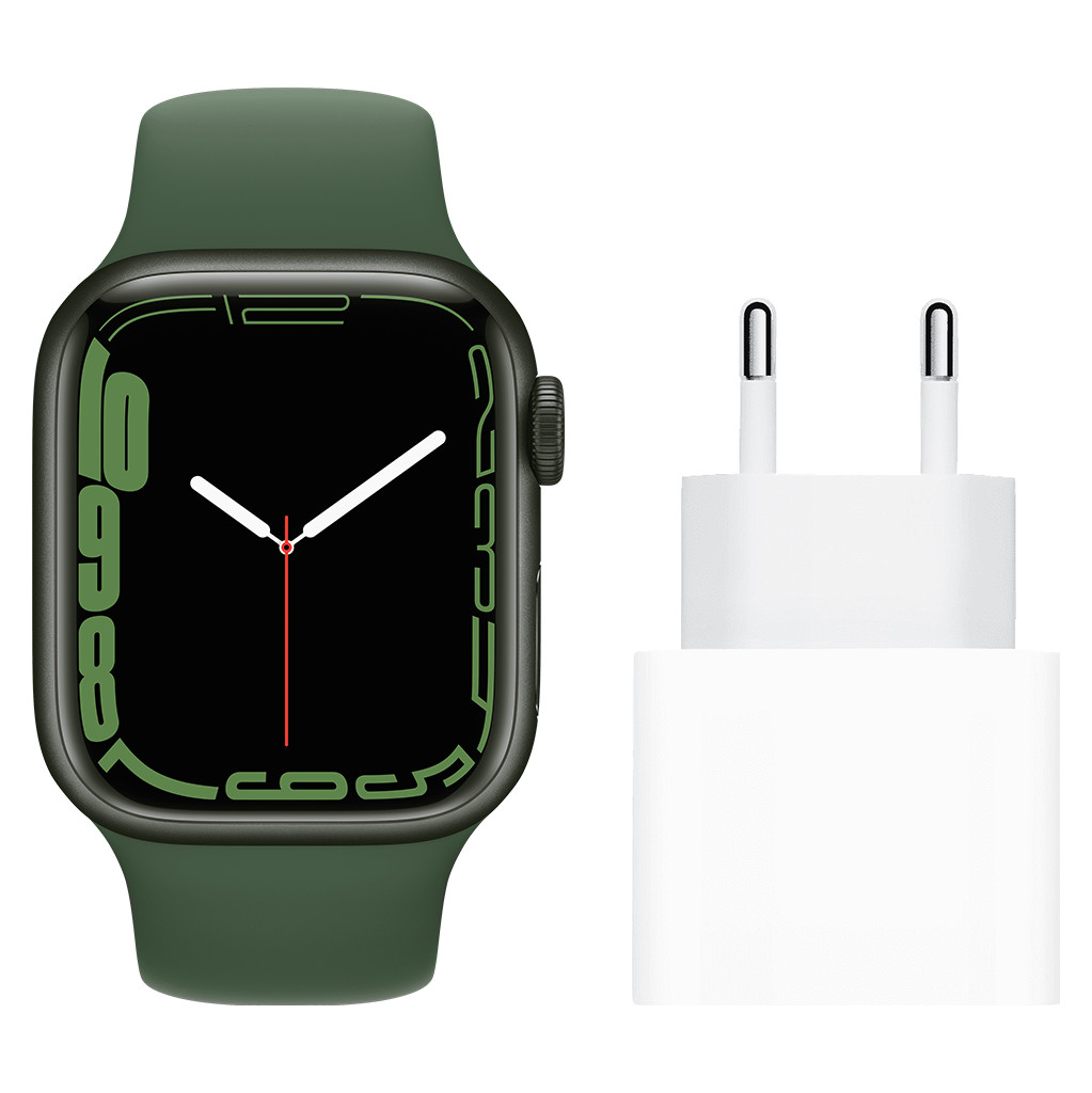 Apple Watch Series 7 4G 41mm Groen Aluminium Groene Sportband + Apple Usb C Oplader 20W
