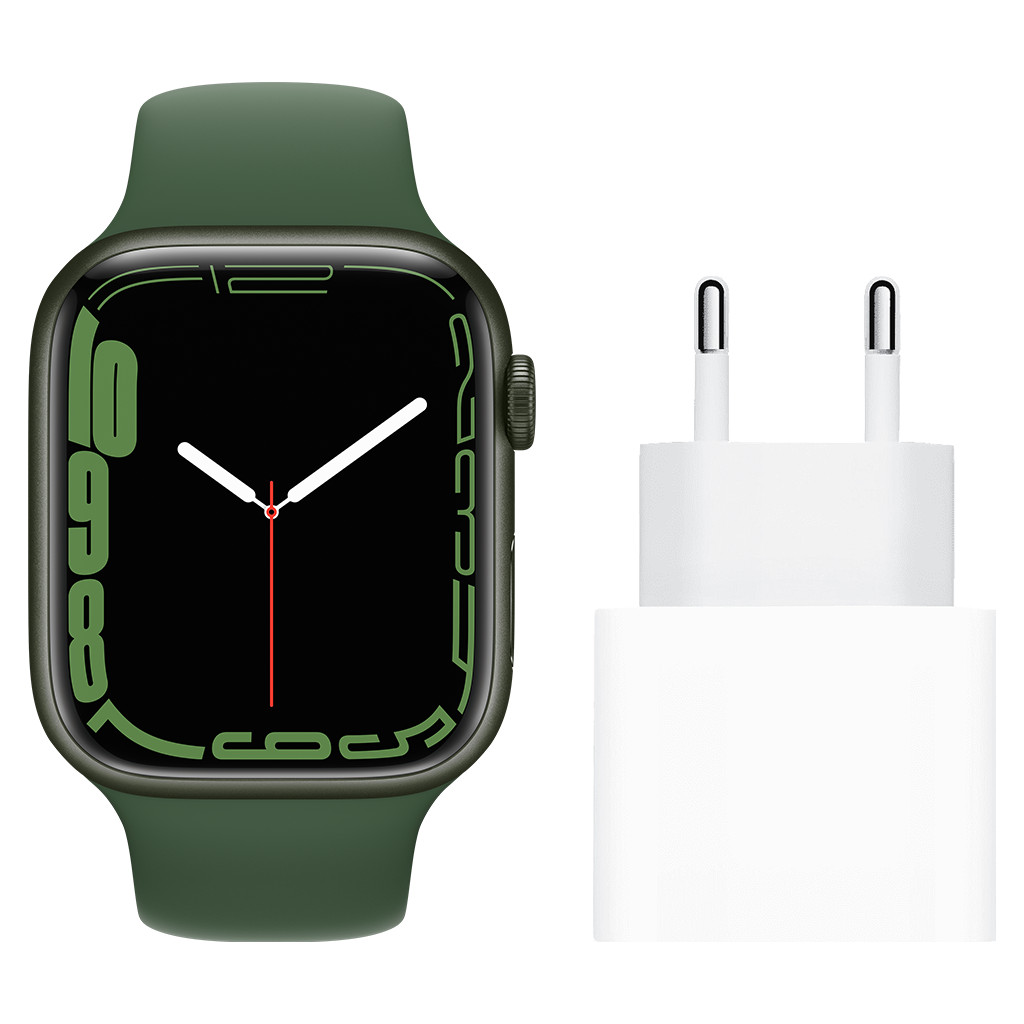 Apple Watch Series 7 4G 45mm Groen Aluminium Groene Sportband + Apple Usb C Oplader 20W