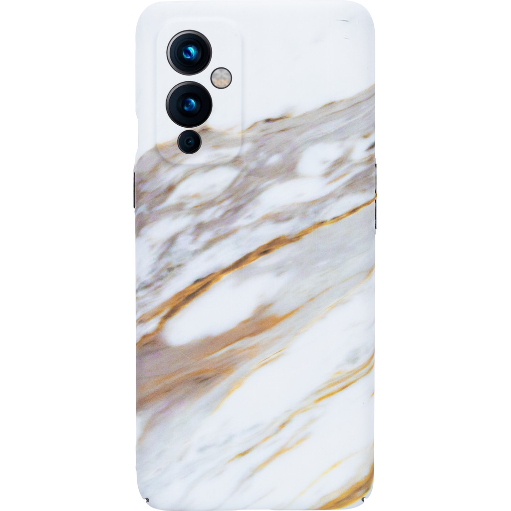 BlueBuilt White Golden Grey Marble Hard Case OnePlus 9 Back Cover