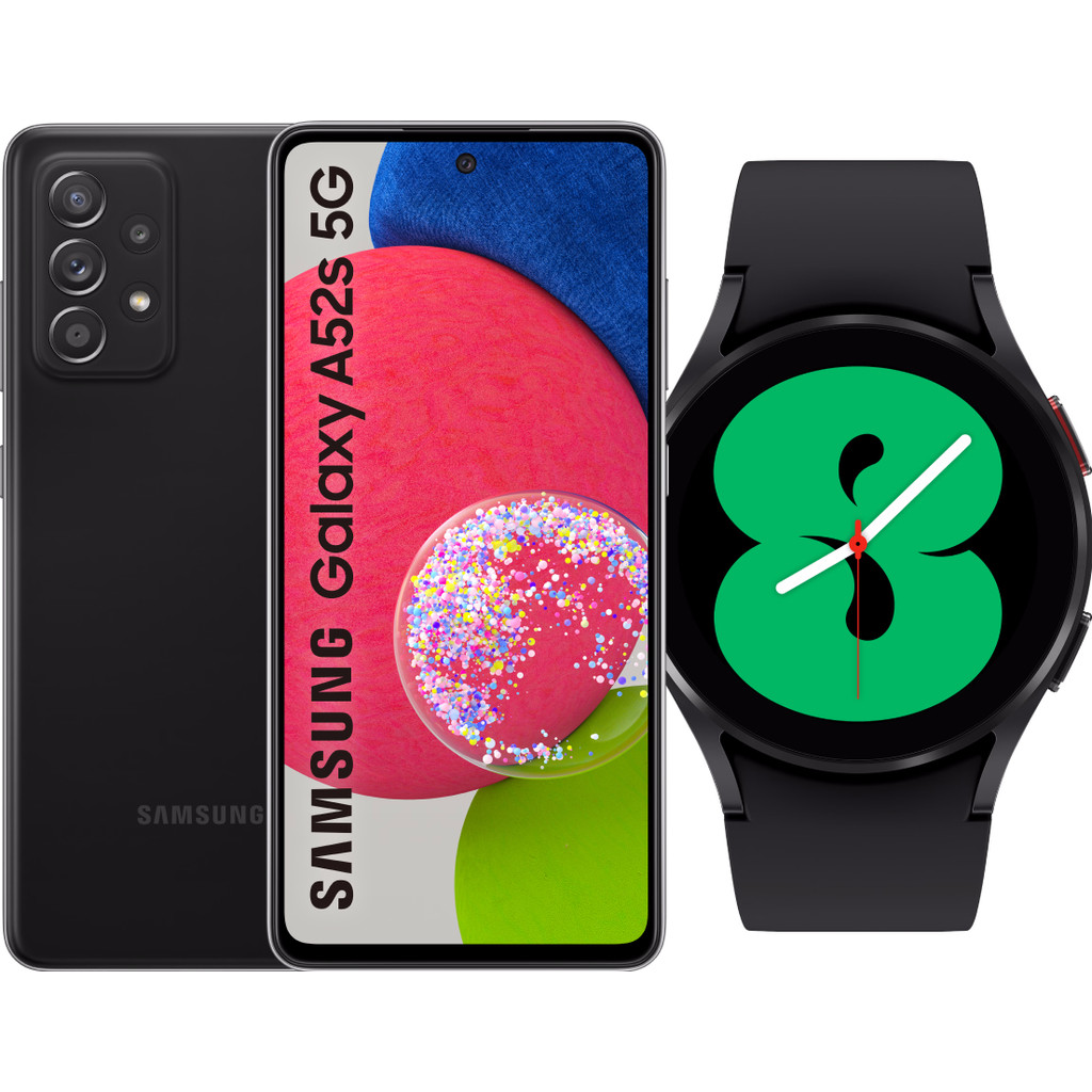 Samsung Galaxy A52s 128GB Zwart 5G + Samsung Galaxy Watch4 40 mm Zwart