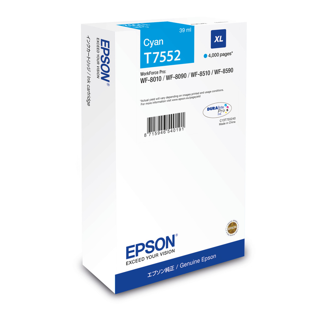 Epson T7552 XL Cartouche Cyan C13T755240