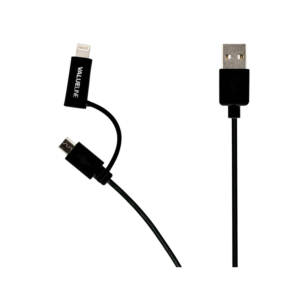 Valueline Câble 2-en-1 Micro USB / Lightning 1 m Noir