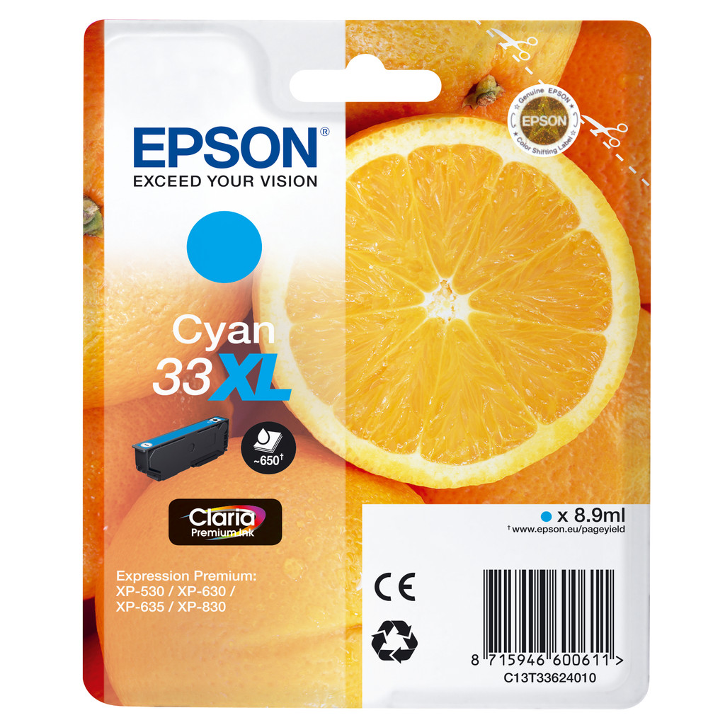 Epson 33 Cartouche Cyan XL (C13T33624010)
