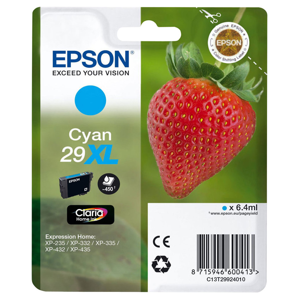 Epson 29 Cartouche Cyan XL (C13T29924010)