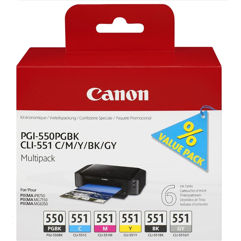 Canon PGI-550/CLI-551 Pack 6 couleurs (6496B005)