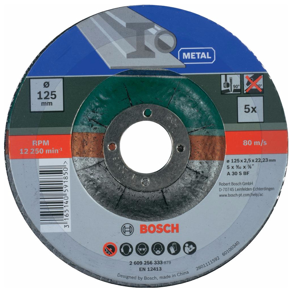 Bosch Disque Émeri Métal 125 mm 5 pièces