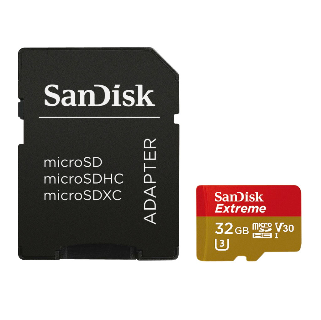 SanDisk microSDHC Extreme 32 Go 100 MB/s CL10 + adaptateur SD