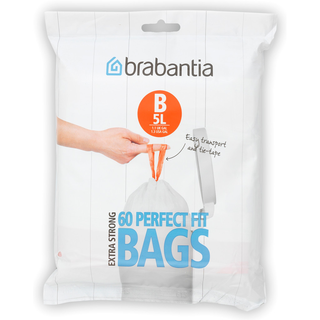 Brabantia Paquet Distributeur Sacs poubelle B - 5 litres (60 pièces)