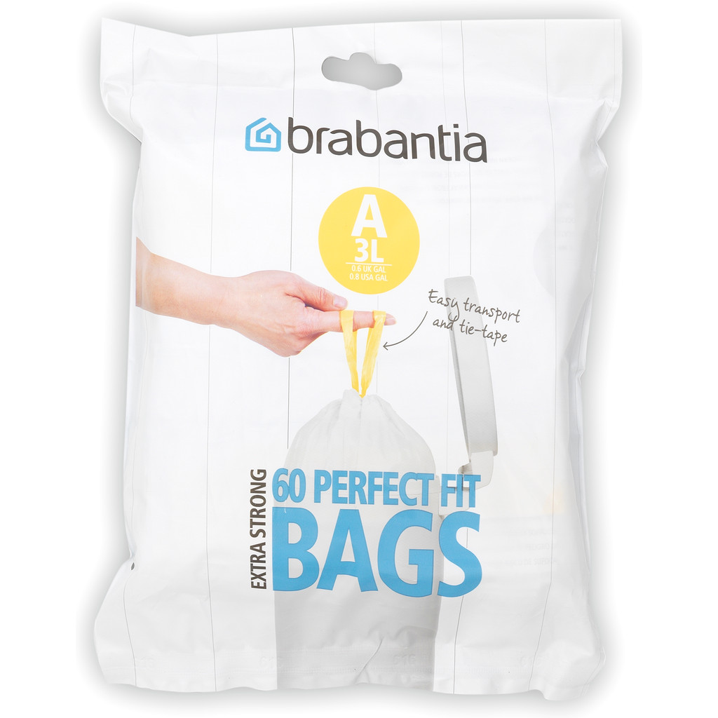 Brabantia Dispenser Pack Sac poubelle A - 3 litres (60 pièces)