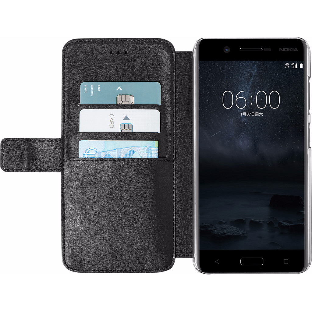 Azuri Coque à rabat Portefeuille magnétique pour Nokia 5 Noir