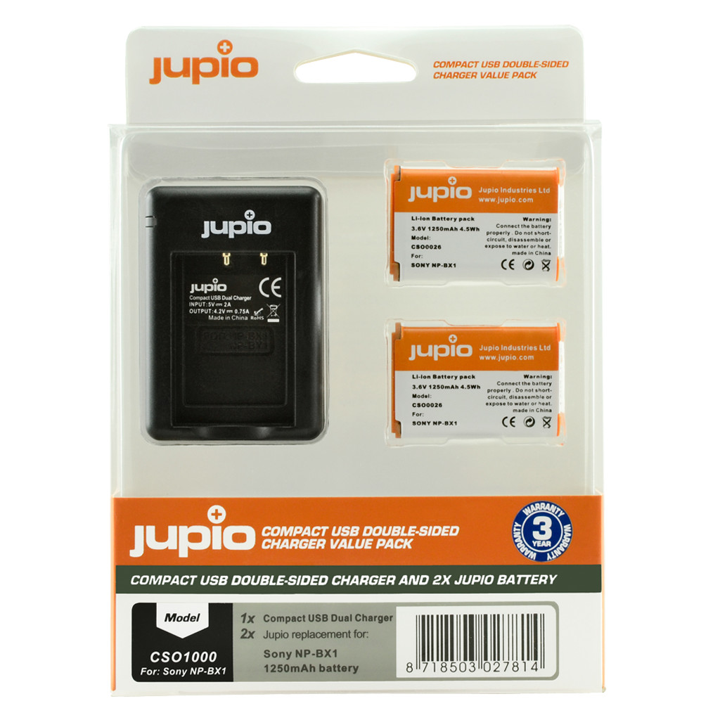 Jupio Kit : Batterie NP-BX1 (2x) + Chargeur USB Double