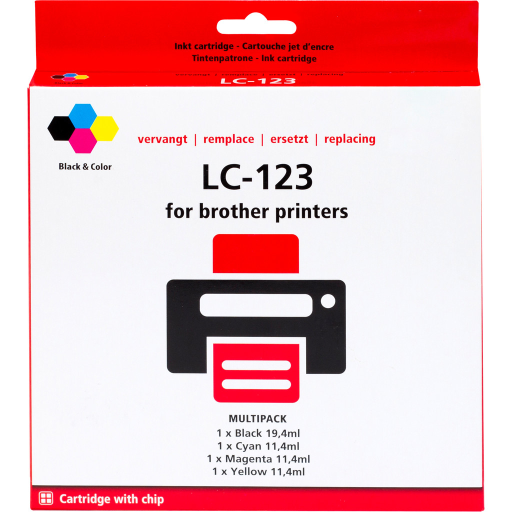 Marque distributeur LC-123 Pack 4 Couleurs pour imprimantes Brother (LC-123VALBP)