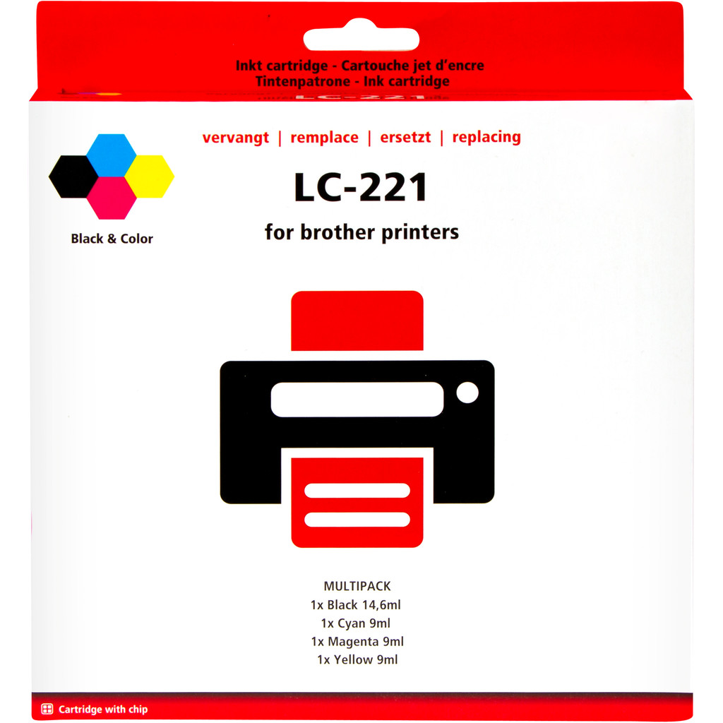 Marque distributeur LC-221 Pack de 4 Couleurs pour imprimantes Brother