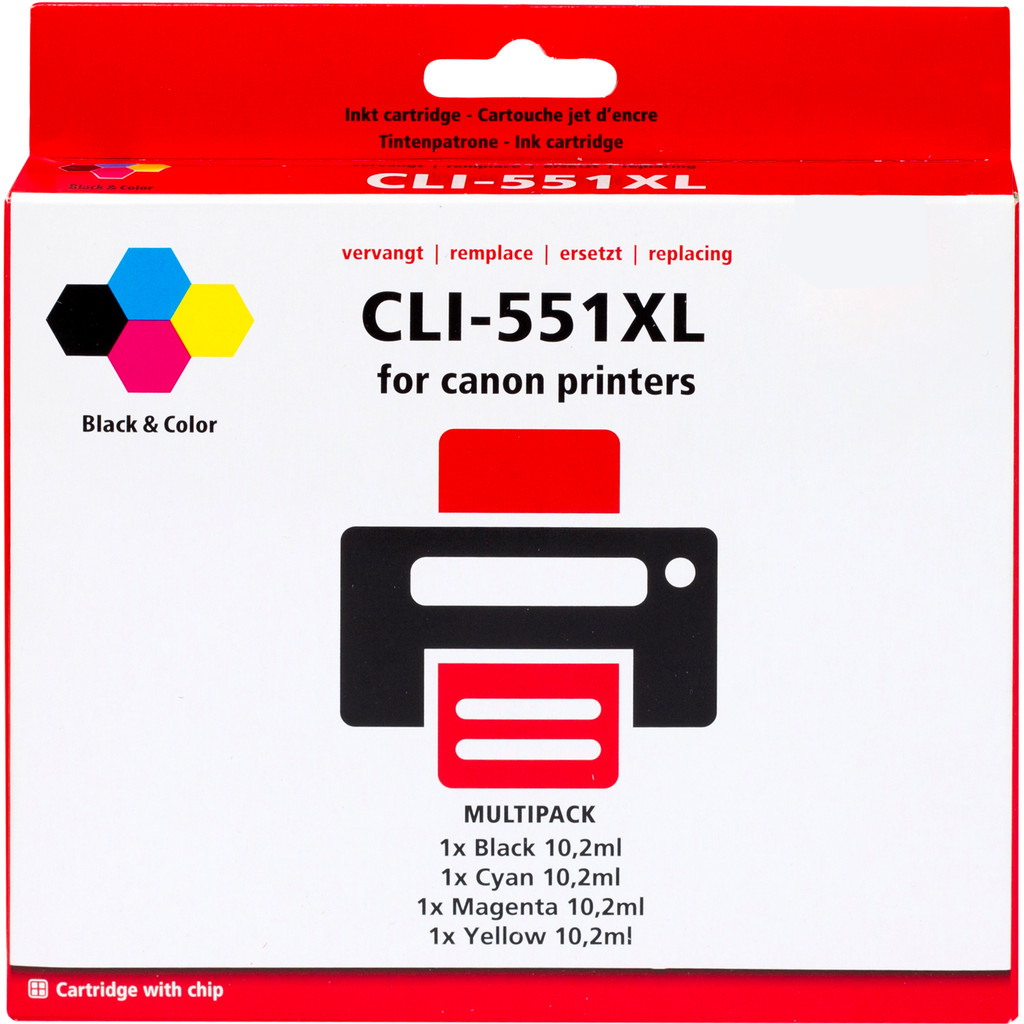 Marque distributeur CLI-551XL Pack de 4 Couleurs pour imprimantes Canon (6509B009)