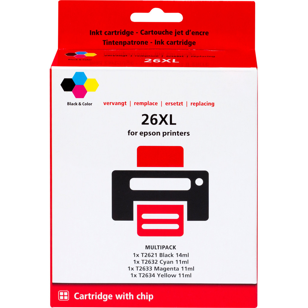 Marque distributeur 26 XL Lot de 4 Couleurs pour imprimantes Epson (C13T26364010)
