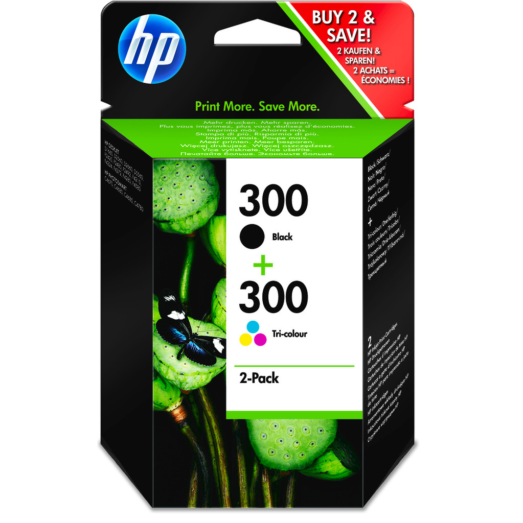 HP 300 Cartouche Noir + Pack combiné 3 Couleurs (CN637EE)