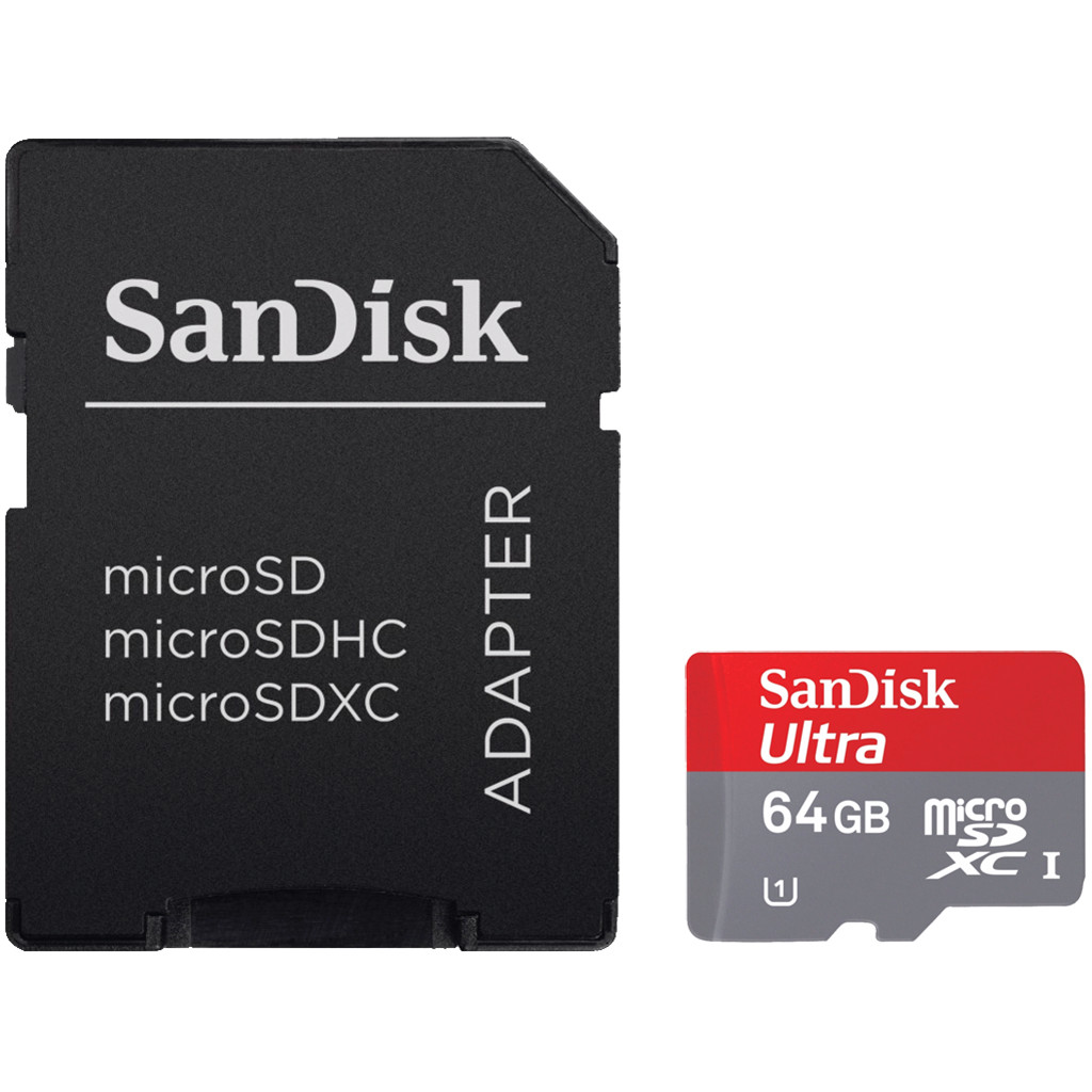 SanDisk microSDXC Ultra 64 Go 100 MB/s CL10 A1 + adaptateur SD