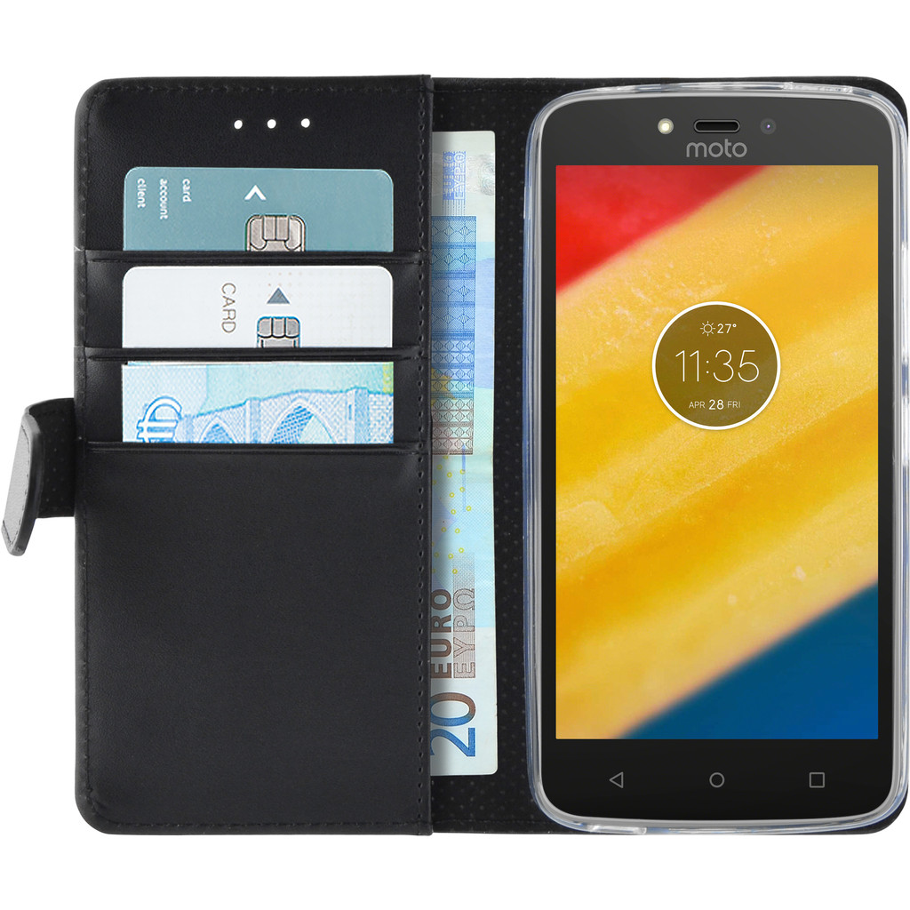 Azuri Coque à Rabat Portefeuille Magnétique Motorola Moto C Plus Noir