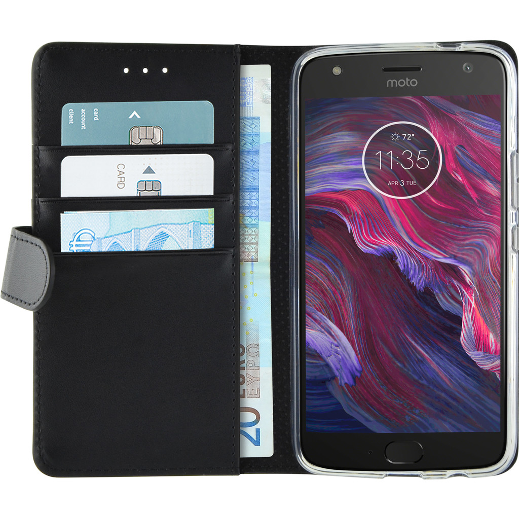 Azuri Coque à rabat Portefeuille magnétique pour Motorola Moto X4 Noir