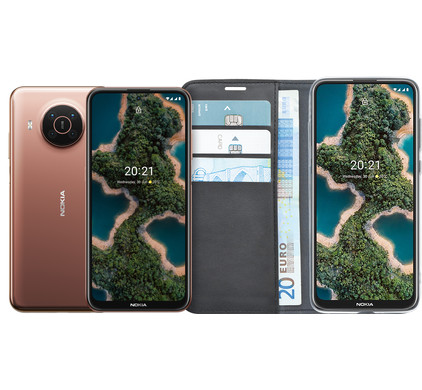 Nokia X20 128GB Crème + Azuri Wallet Nokia X20 / X10 Book Case Zwart