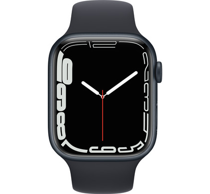 Apple Watch Series 7 45mm Nachtblauw Aluminium Zwarte Sportband