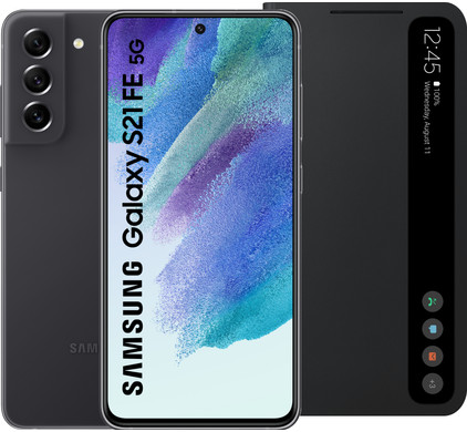 Samsung Galaxy S21 FE 256GB Grijs 5G + Samsung Clear View Book Case Zwart