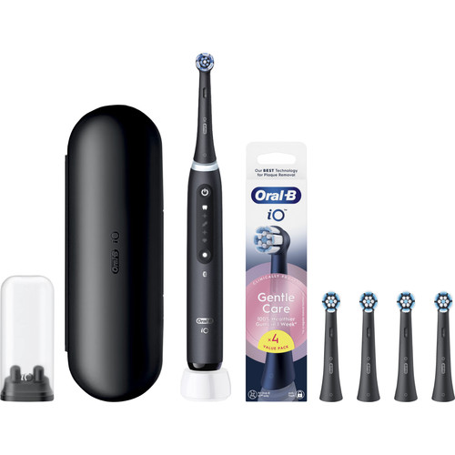 Oral-B iO 5N Zwart + 4 opzetborstels voor gevoelig tandvlees (elektrische tandenborstel)