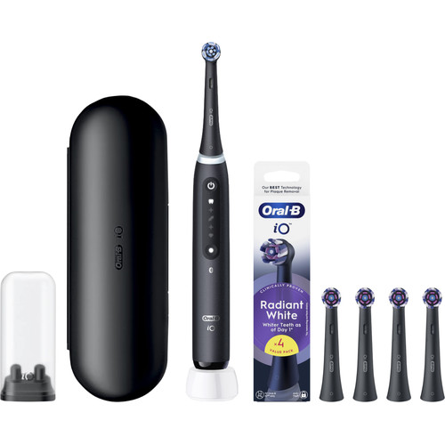 Oral-B iO 5N Zwart + 4 opzetborstels voor wittere tanden (elektrische tandenborstel)