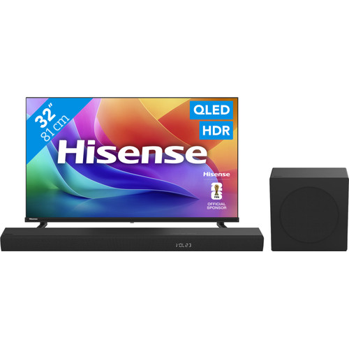 Hisense QLED 32" A59S (2026) + Hisense HS3100 (televisie)