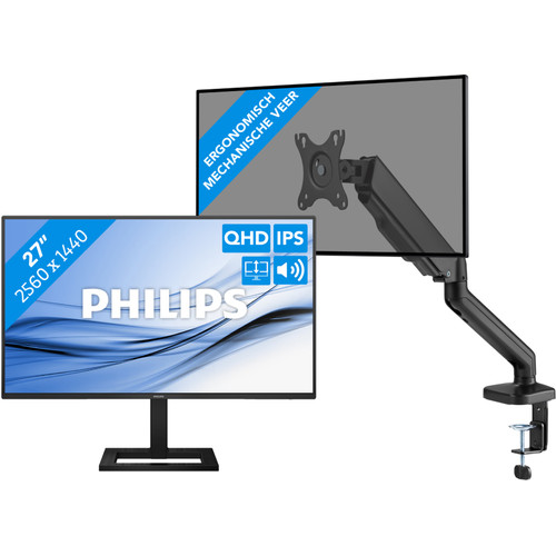 Philips 27E1N1600AE/00 + BlueBuilt Monitorarm Gasveer voor 1 Monitor
