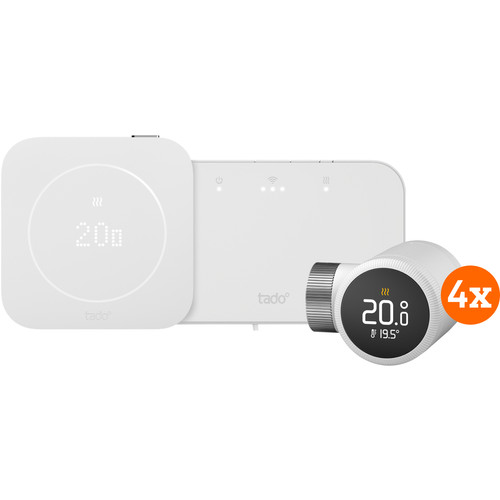 tado Draadloze Slimme ThermostaatX Multi Room Startpakket 2e Generatie (4 Radiatorknoppen)