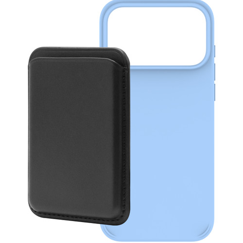 BlueBuilt MagSafe Hoesje iPhone 18 Pro Max Lichtblauw + Kaarthouder Leer Zwart (telefoonhoesje)